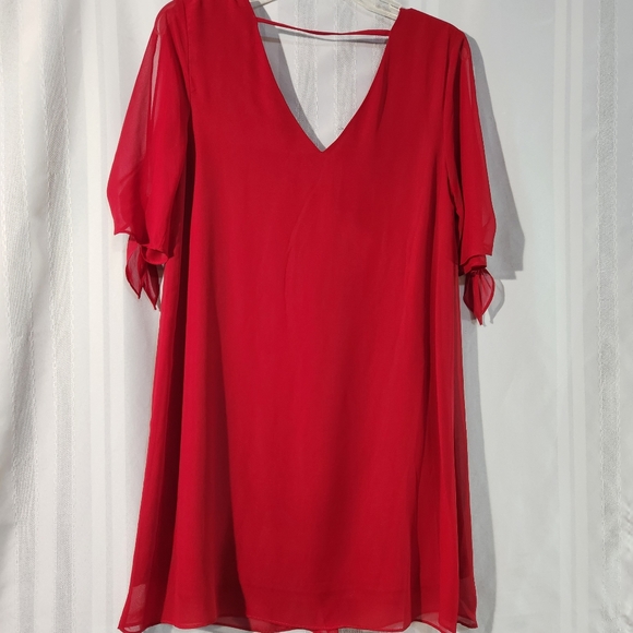 SOPRANO RED MINI CHIFFON DRESS SPLIT SLEEVES SIZE XSMALL - Picture 7 of 13